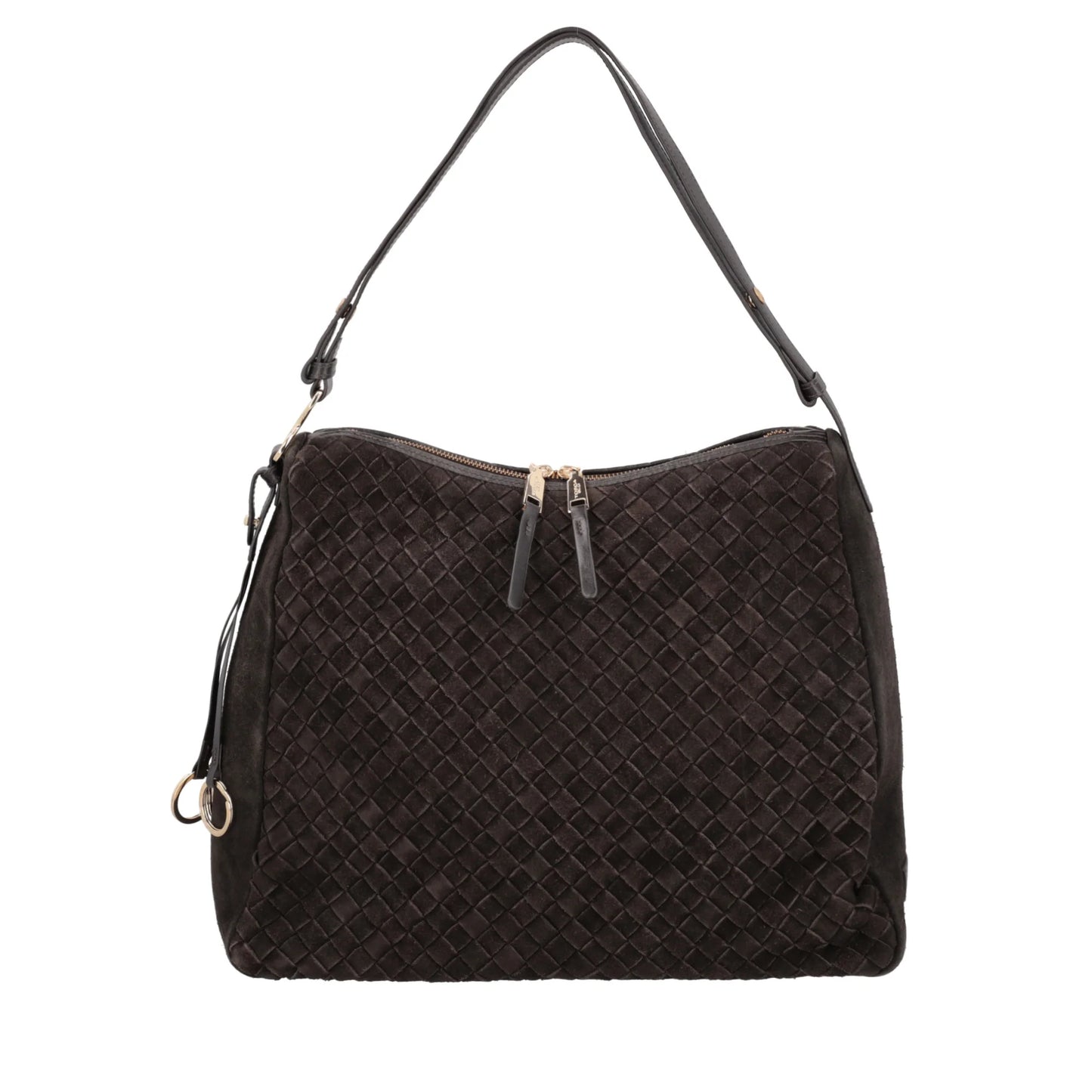 Borsa a spalla Susan intrecciata in suede colore testa di moro Tosca Blu