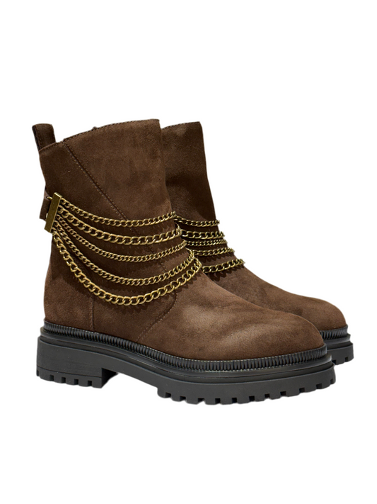 Stivaletto in suede catena oro rimovibile Apepazza