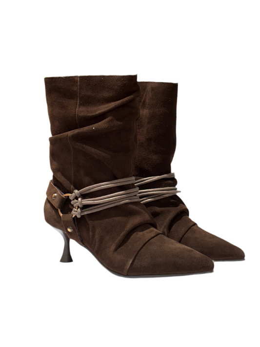 Stivaletto suede marrone tacco 3 cm Apepazza