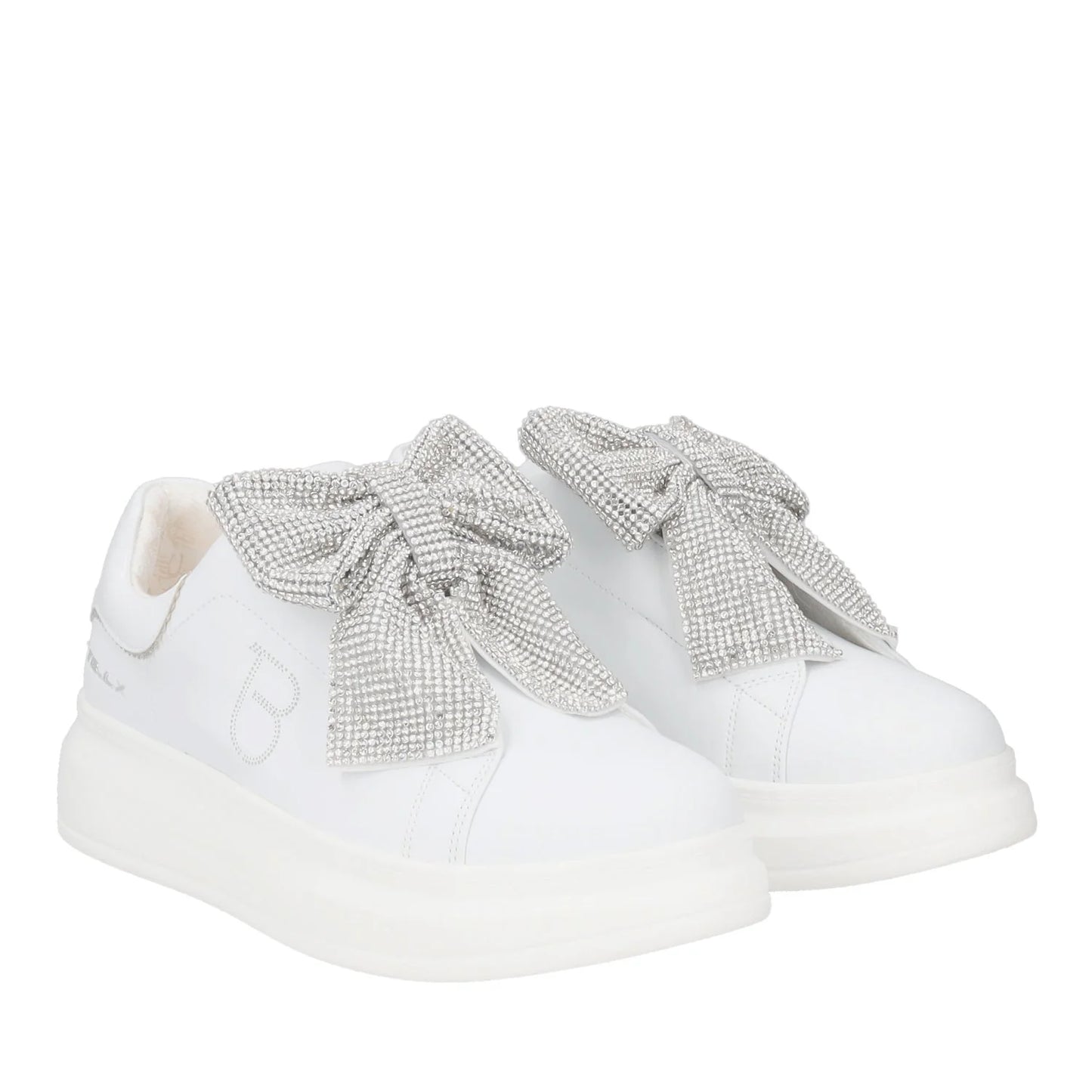 Sneakers in pelle bianca con fiocco Tosca Blu
