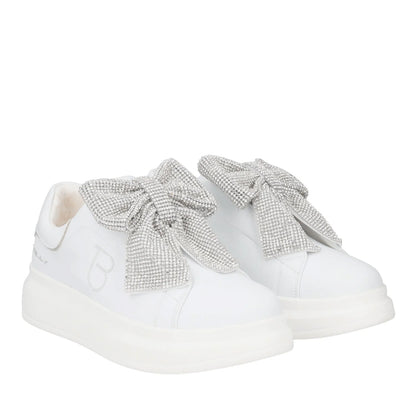 Sneakers in pelle bianca con fiocco Tosca Blu