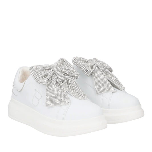 Sneakers in pelle bianca con fiocco Tosca Blu