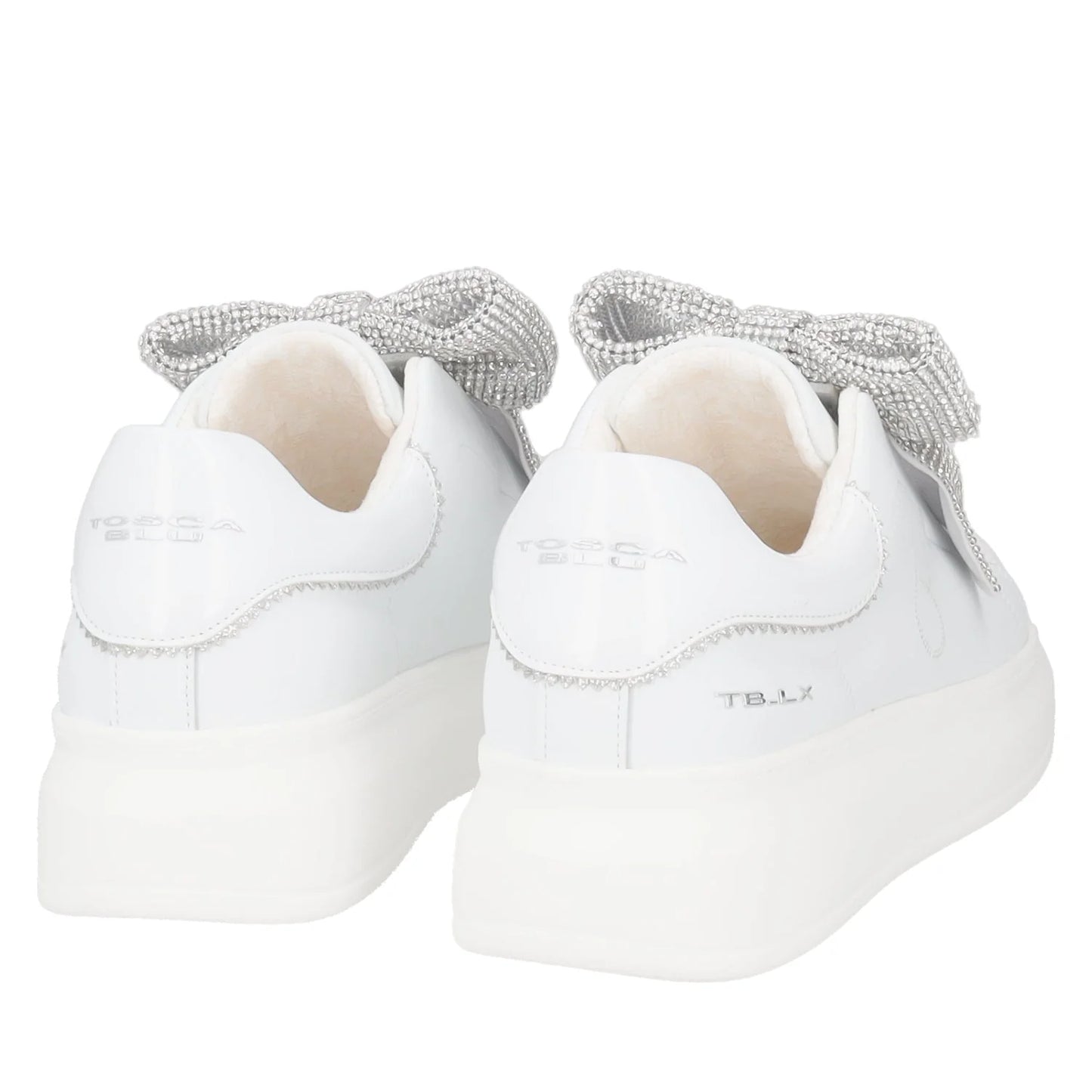 Sneakers in pelle bianca con fiocco Tosca Blu