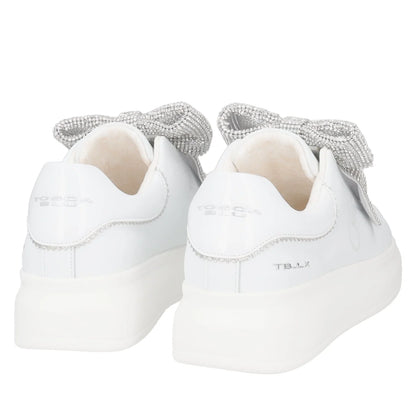 Sneakers in pelle bianca con fiocco Tosca Blu