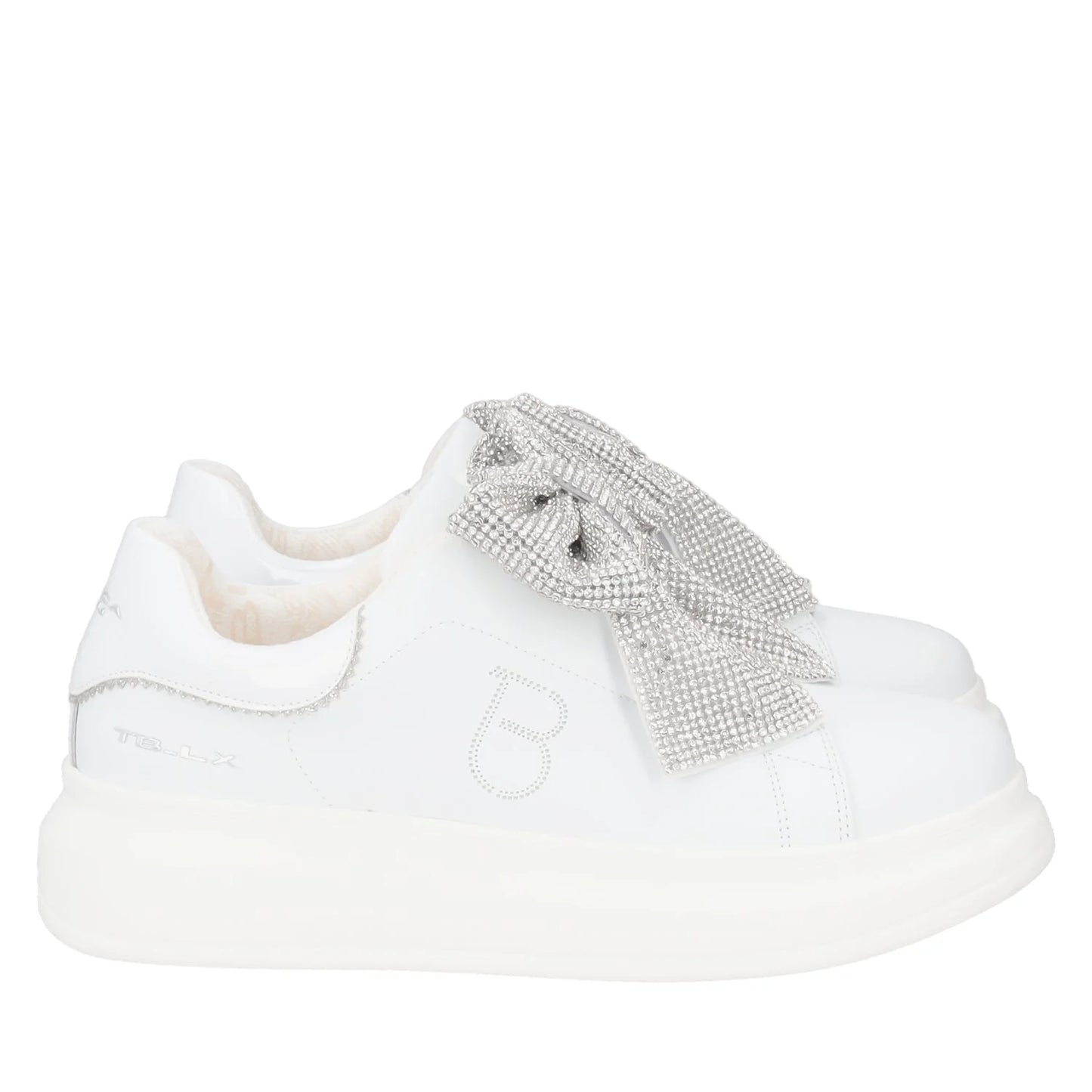 Sneakers in pelle bianca con fiocco Tosca Blu