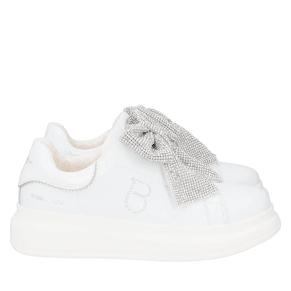 Sneakers in pelle bianca con fiocco Tosca Blu