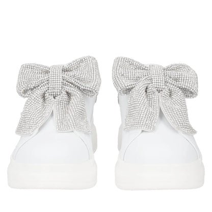 Sneakers in pelle bianca con fiocco Tosca Blu