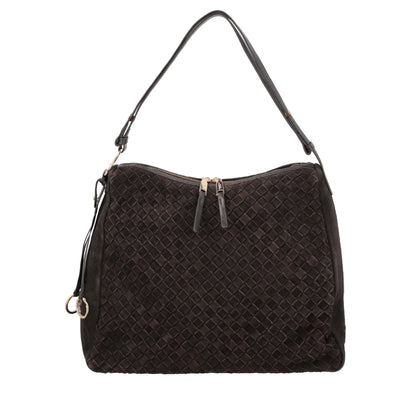 Borsa a spalla Susan intrecciata in suede colore testa di moro Tosca Blu