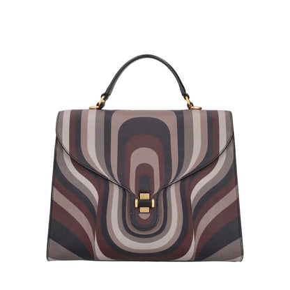 Borsa a mano grande Grace con stampa geometrica colore fango Tosca Blu