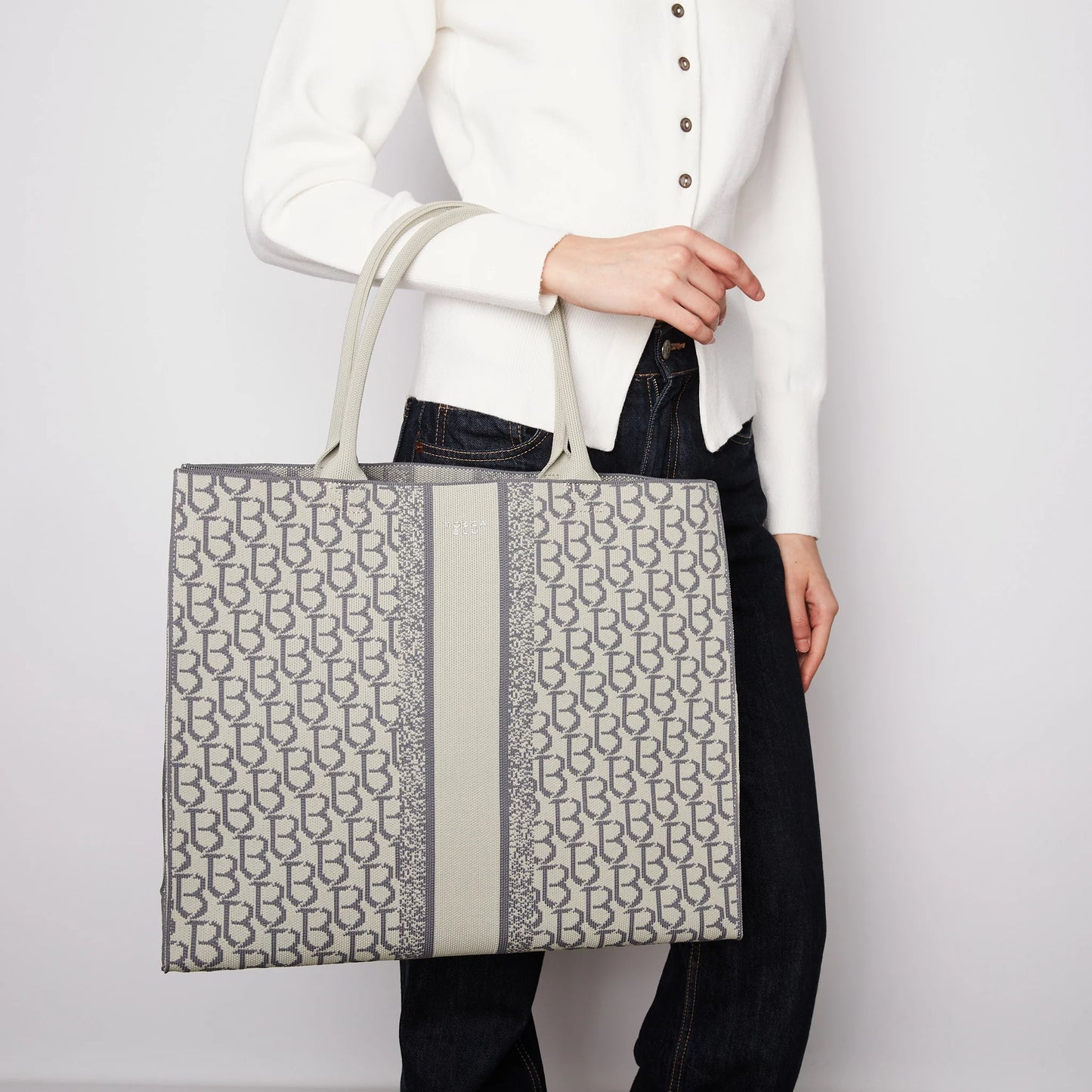 Shopping grande logata Saint Tropez colore grigio chiaro