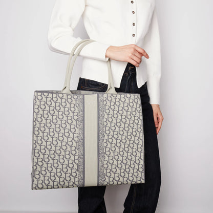 Shopping grande logata Saint Tropez colore grigio chiaro