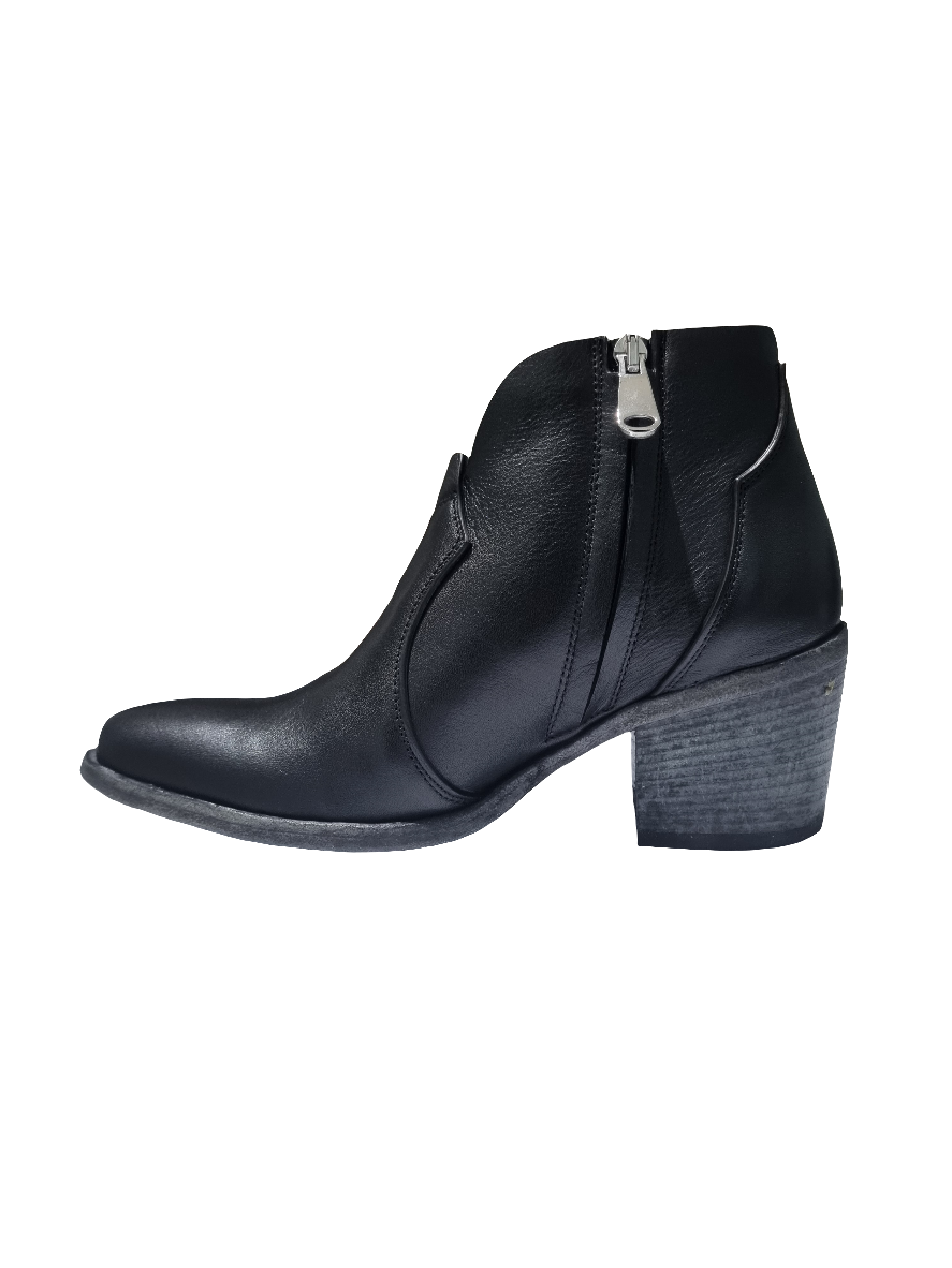 Stivaletto texano in pelle nero