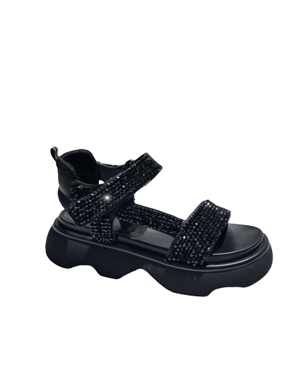 Sandalo strass nero Jeannot