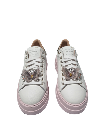Sneakers Stokton butterfly rosa in pelle