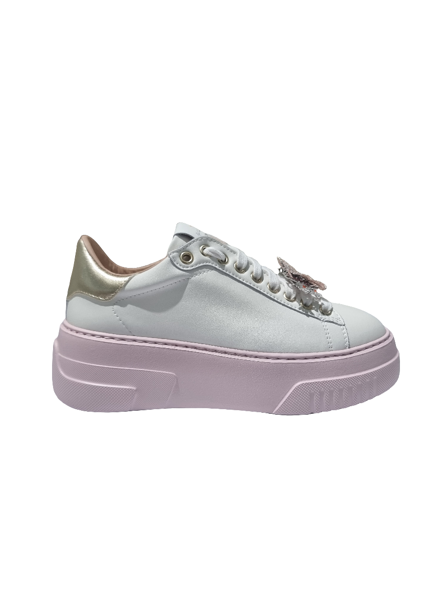 Sneakers Stokton butterfly rosa in pelle