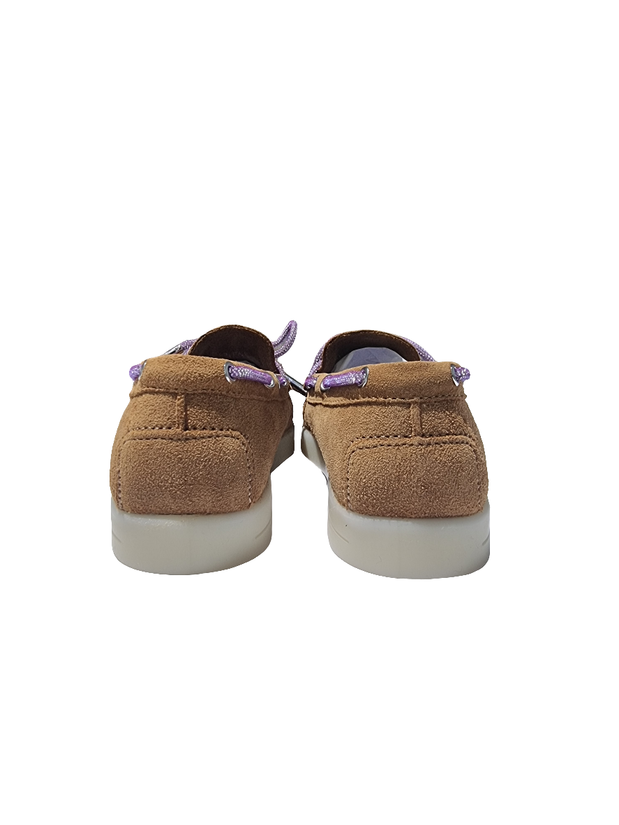 Mocassino Stokton camoscio cuoio laccio viola