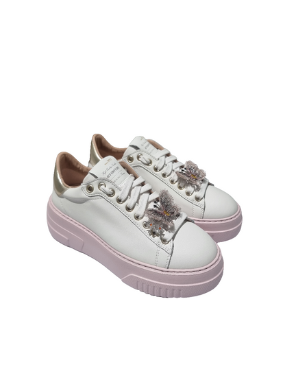 Sneakers Stokton butterfly rosa in pelle