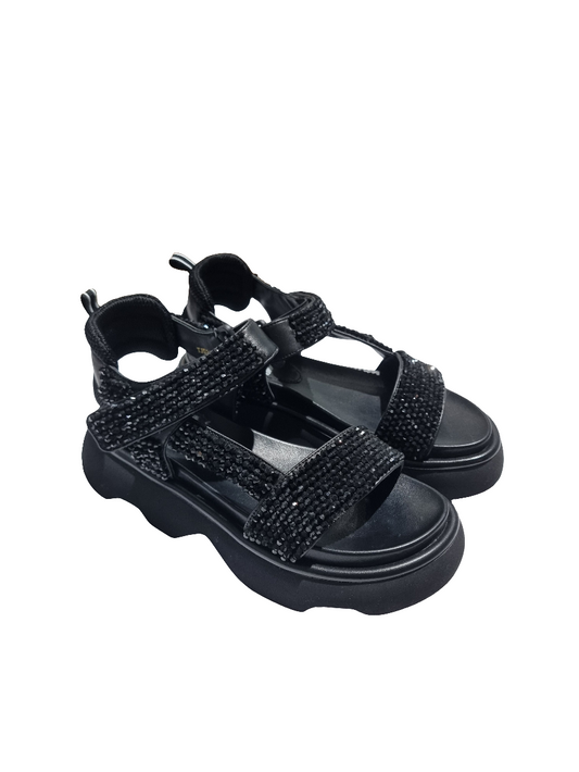 Sandalo strass nero Jeannot