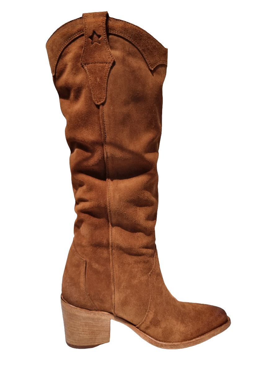 Stivale in pelle scamosciata whisky