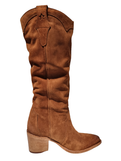 Stivale in pelle scamosciata whisky