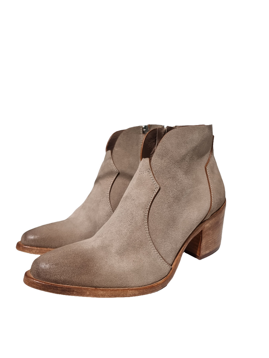 Tronchetto texano in pelle beige