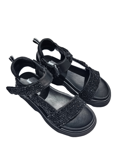 Sandalo strass nero Jeannot