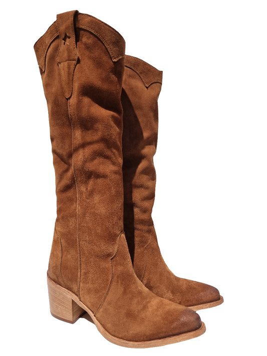 Stivale in pelle scamosciata whisky