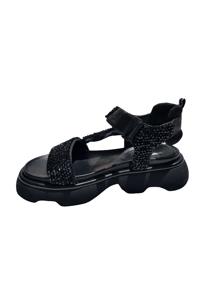 Sandalo strass nero Jeannot