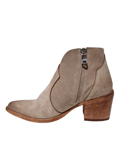 Tronchetto texano in pelle beige