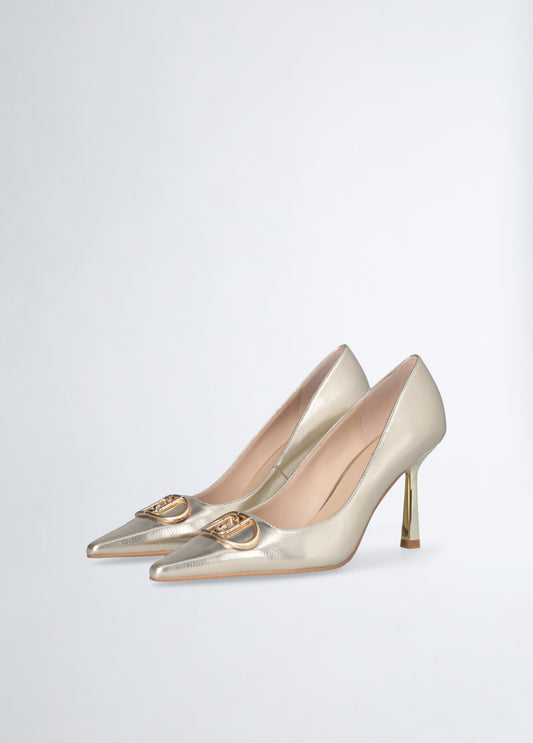 Décolleté color oro con logo Liu-Jo