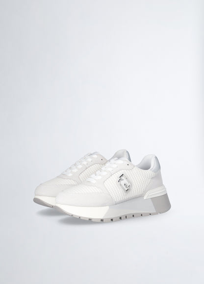 Sneakers in suede e brighty mesh bianca Liu-Jo