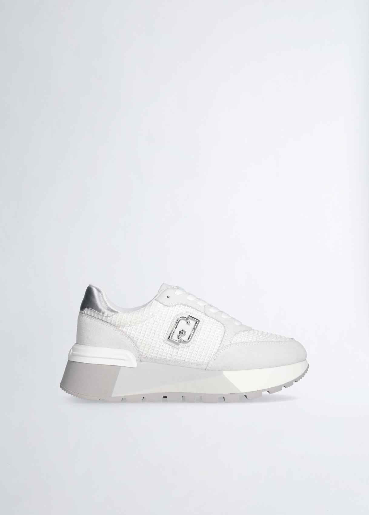 Sneakers in suede e brighty mesh bianca Liu-Jo